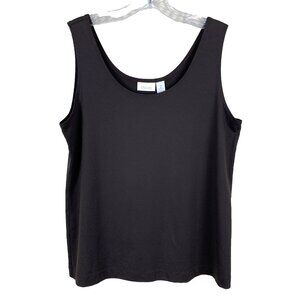 Chicos 2 Womens L Microfiber Tank Top Brown Scoop Neck Layering Stretch Staple